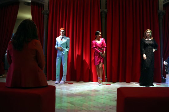 David Bowie, Rihanna and Adele wax figures in the Barcelona Wax Museum on December 3, 2020 (by Pau Cortina)
